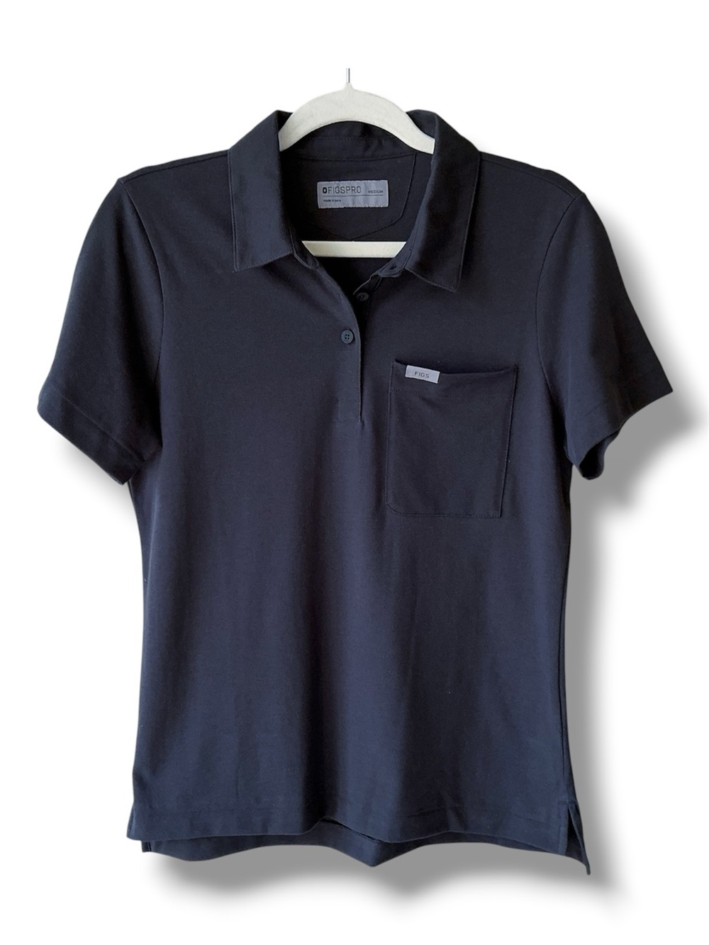 Figs Pro Piqué Short-Sleeve Scrub Polo Shirt in Black Size M